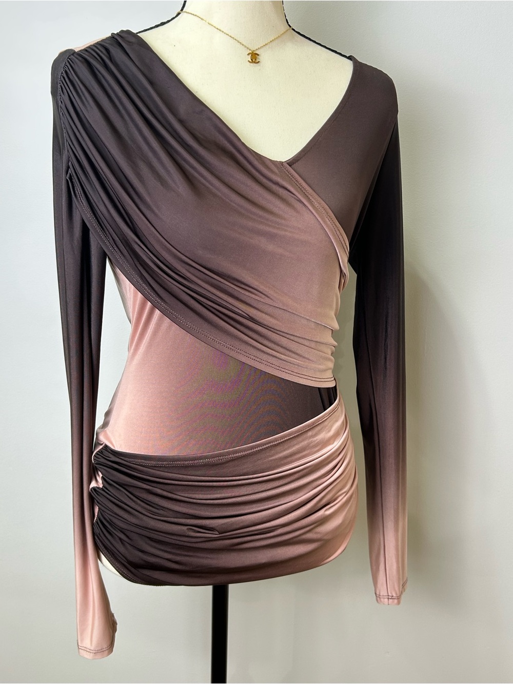 VENUS Dusty Rose to Chocolate Ombre Wrap Top